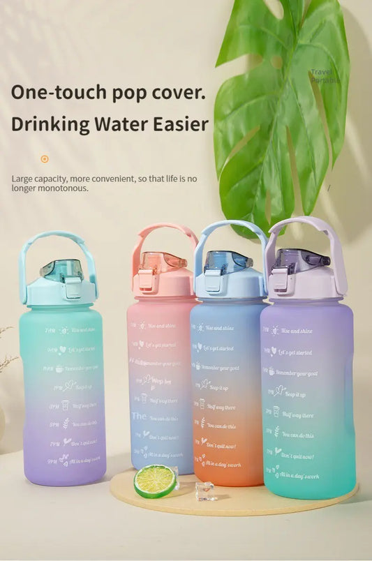 2L Large Capacity Water Bottle with Straw